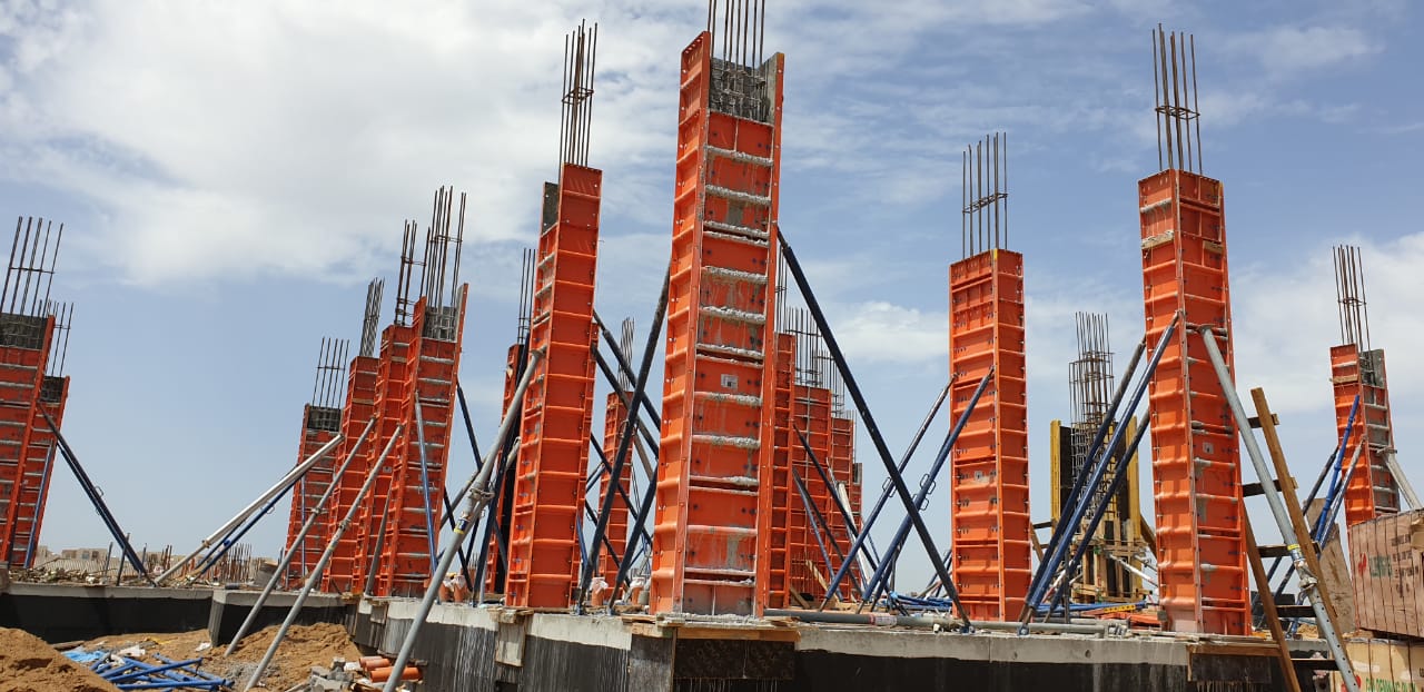 Column formwork against the sky, Shamkha South